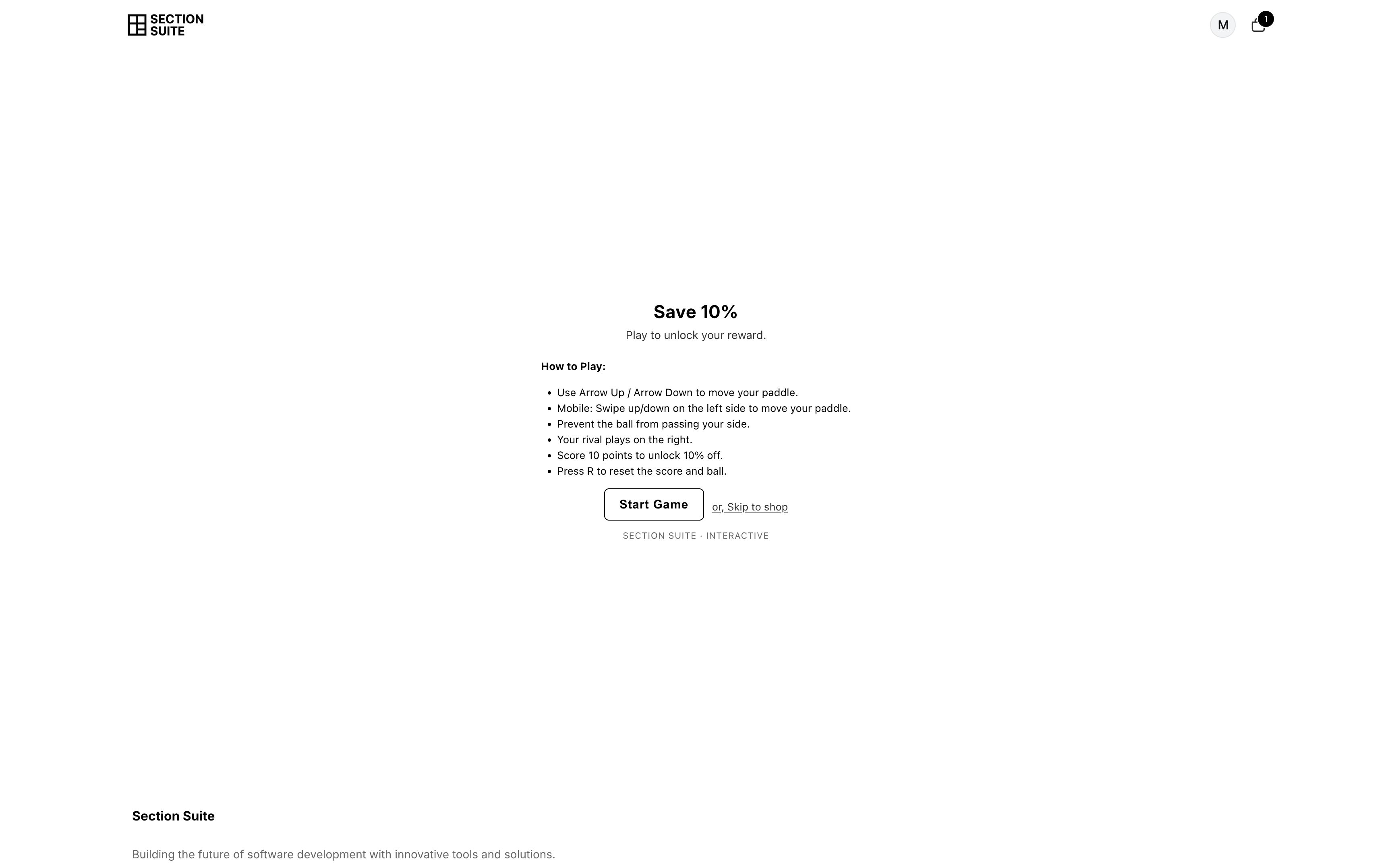Pong Game Section for Shopify