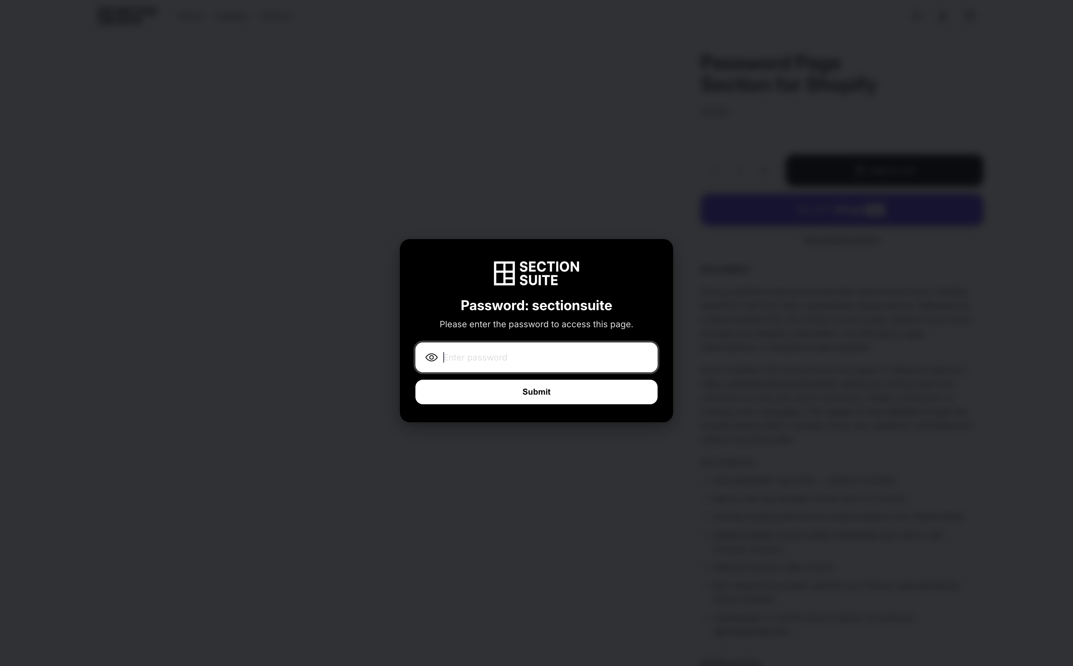 Password Page Section for Shopify